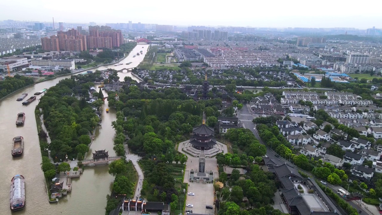 航拍苏州寒山寺中国园林风光视频素材