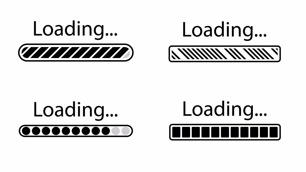 进度加载条的集合。4 k动画。α亮度不光滑的视频素材