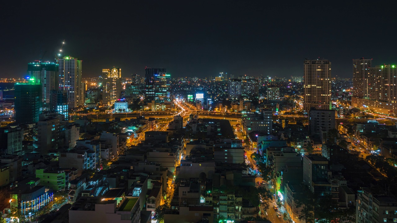 胡志明市的夜景，又名西贡，越南视频素材