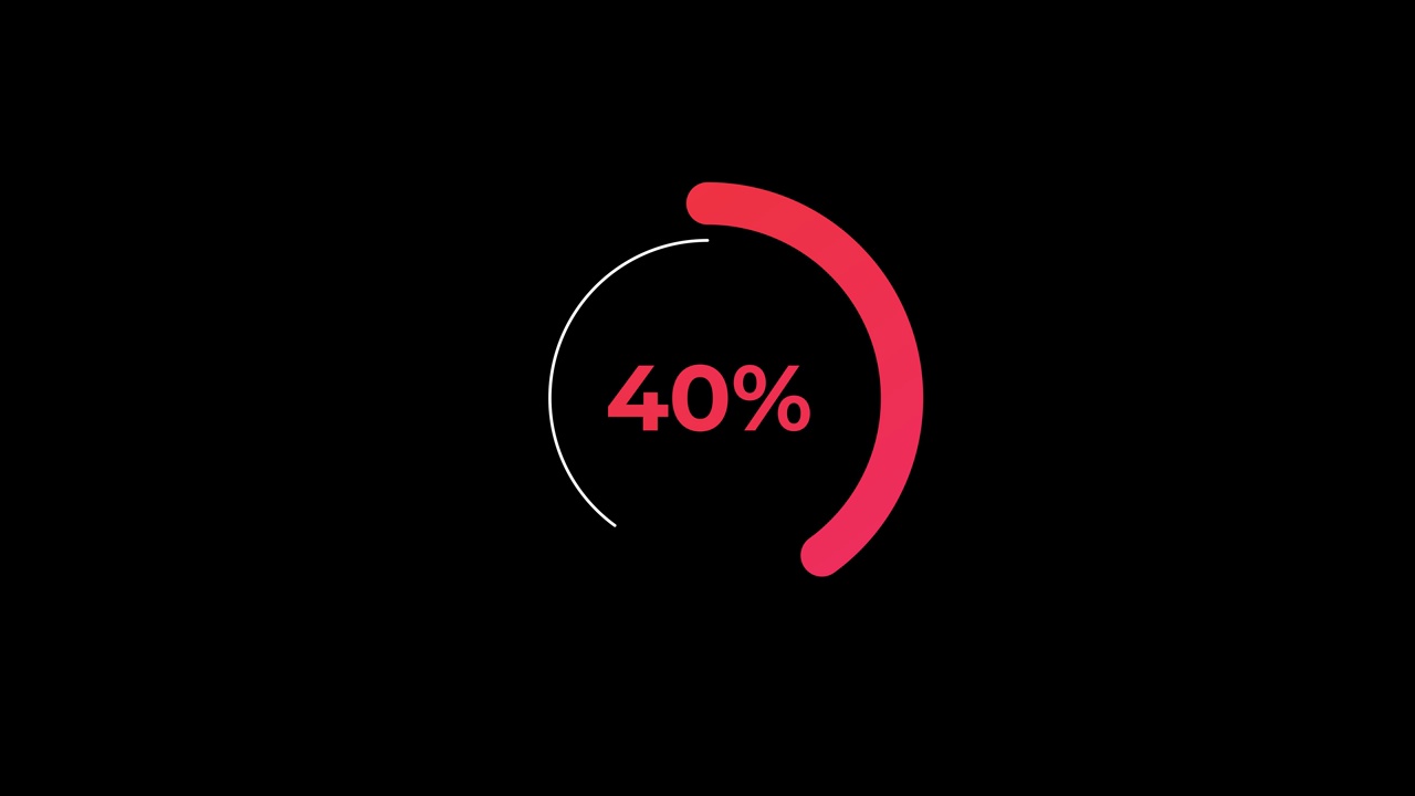 循环百分比加载转移下载动画0-40%红色科学效果。视频素材