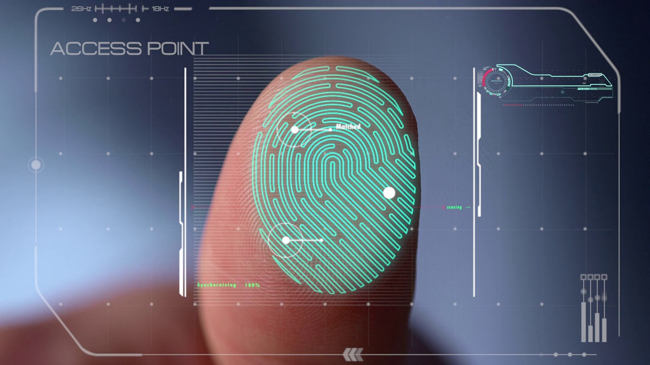 生物识别扫描仪处理指纹识别用户访问近距离视频素材
