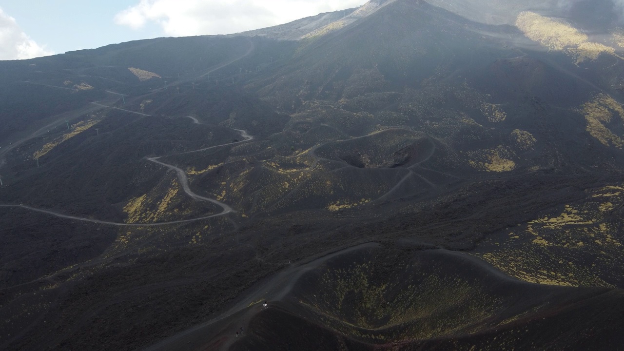 意大利西西里岛的活火山埃特纳的鸟瞰图视频素材