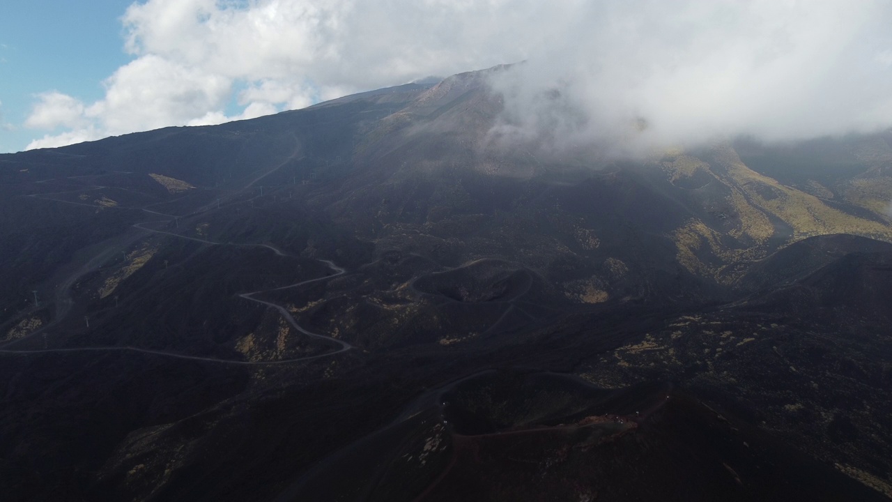 意大利西西里岛的活火山埃特纳的鸟瞰图视频素材