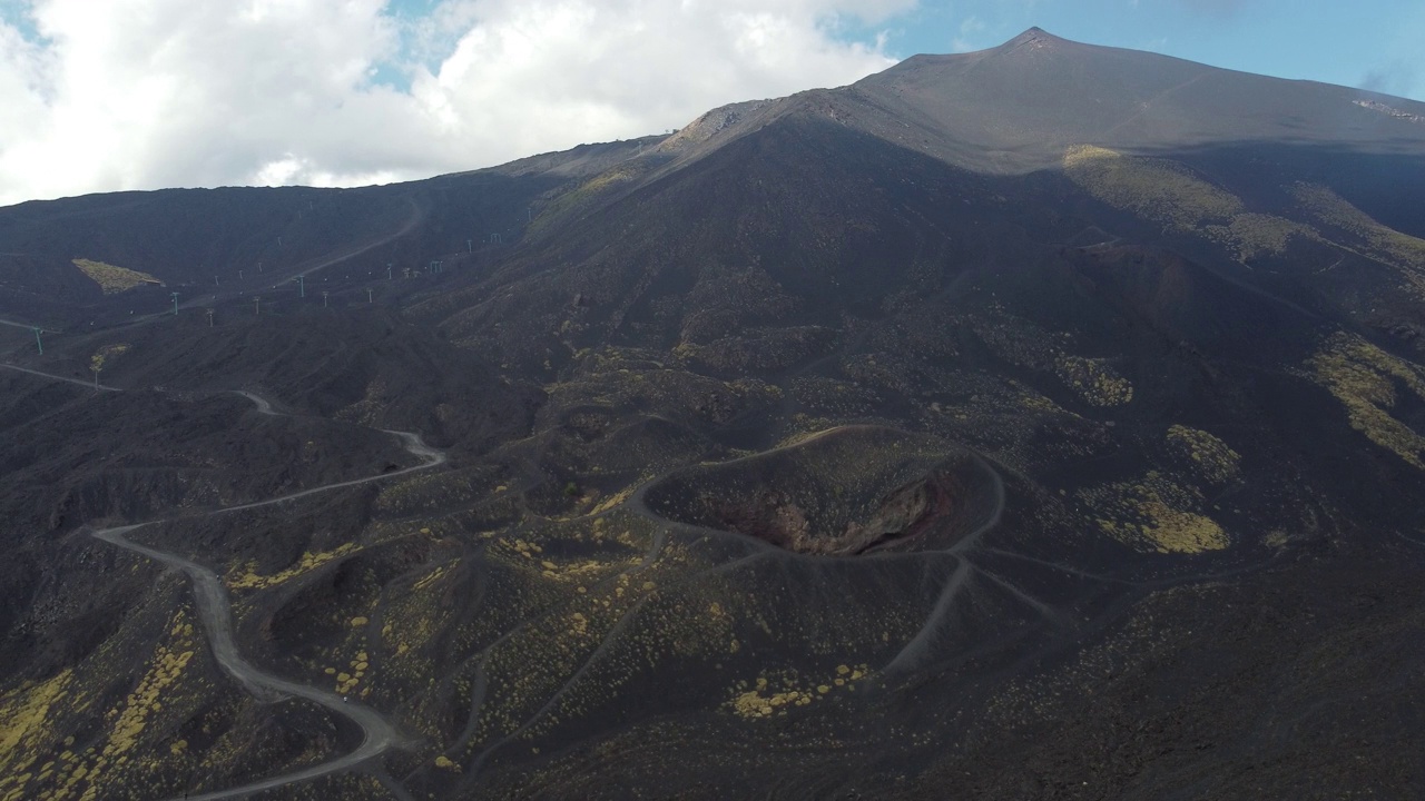 意大利西西里岛的活火山埃特纳的鸟瞰图视频素材