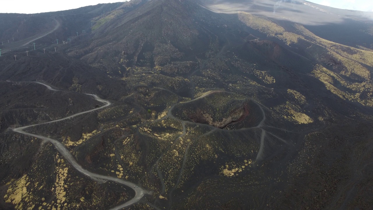 意大利西西里岛的活火山埃特纳的鸟瞰图视频素材