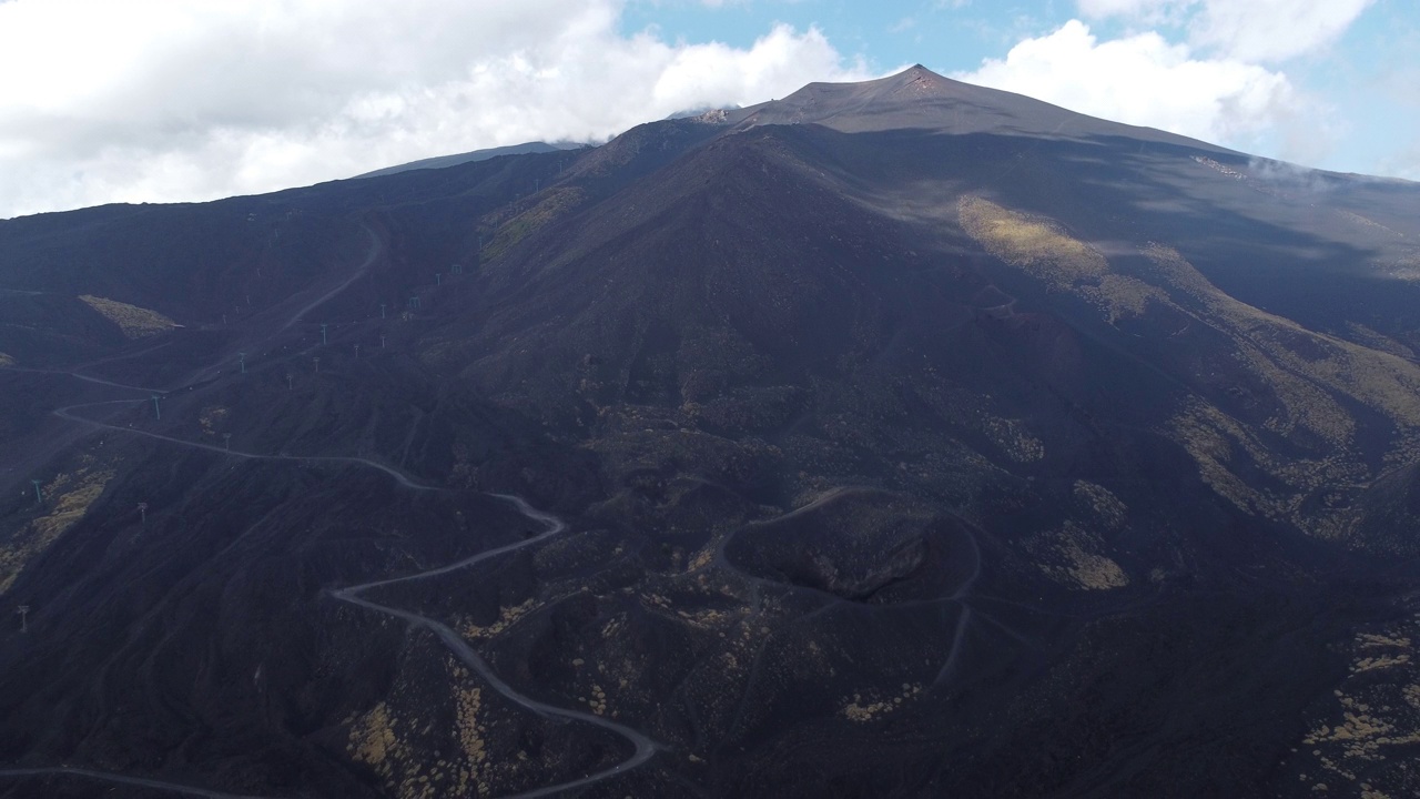 意大利西西里岛的活火山埃特纳的鸟瞰图视频素材