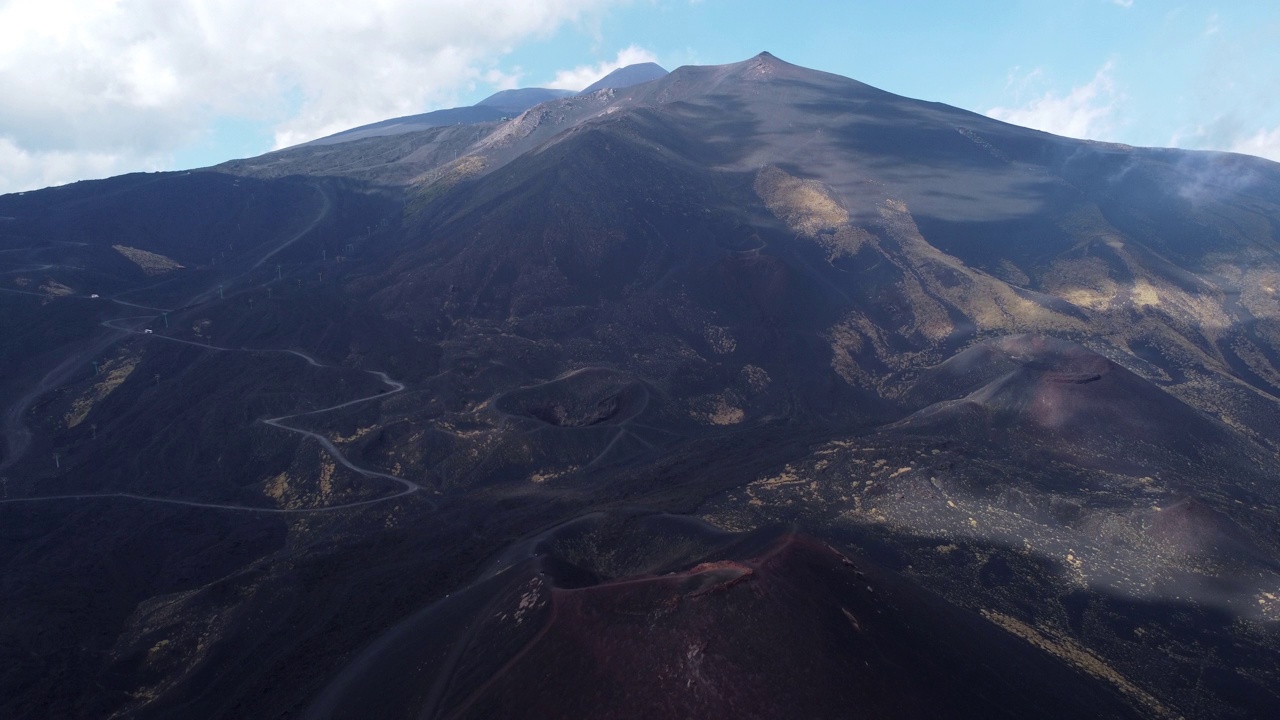 意大利西西里岛的活火山埃特纳的鸟瞰图视频素材