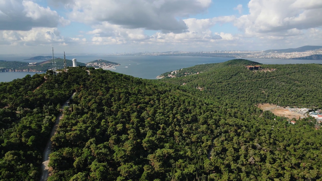 鸟瞰土耳其伊斯坦布尔王子群岛。渡轮旅游和旅游的好地方。美丽的景色。视频素材