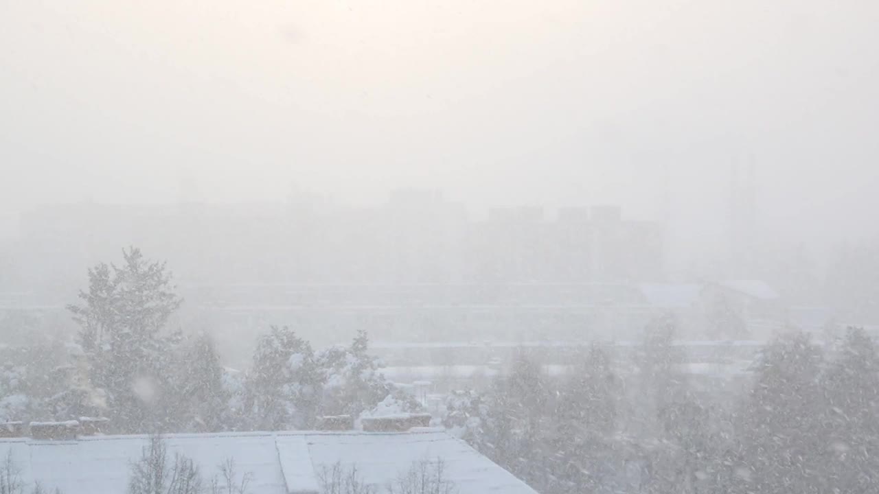 欧洲被大雪覆盖。下雪持续视频素材