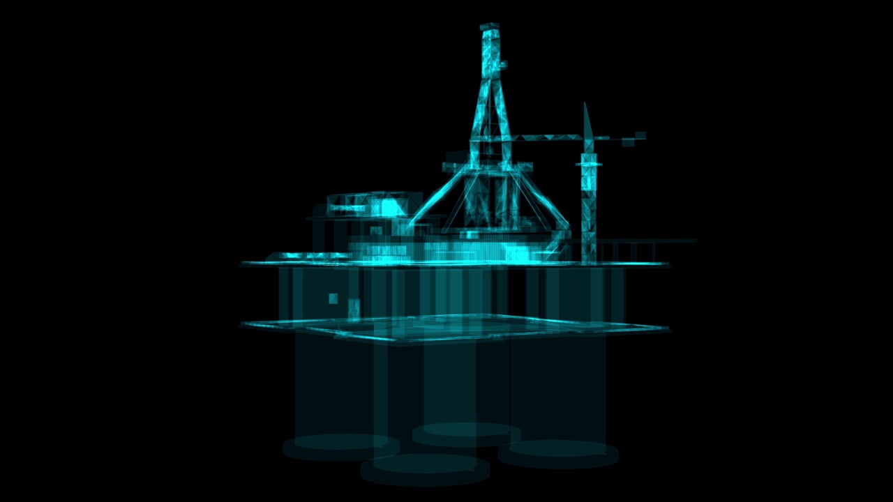 海洋石油平台x射线三维全息图视频素材