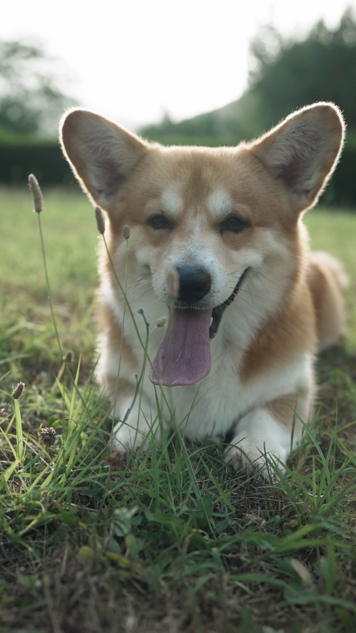 可爱顽皮的威尔士柯基犬在玩球视频素材