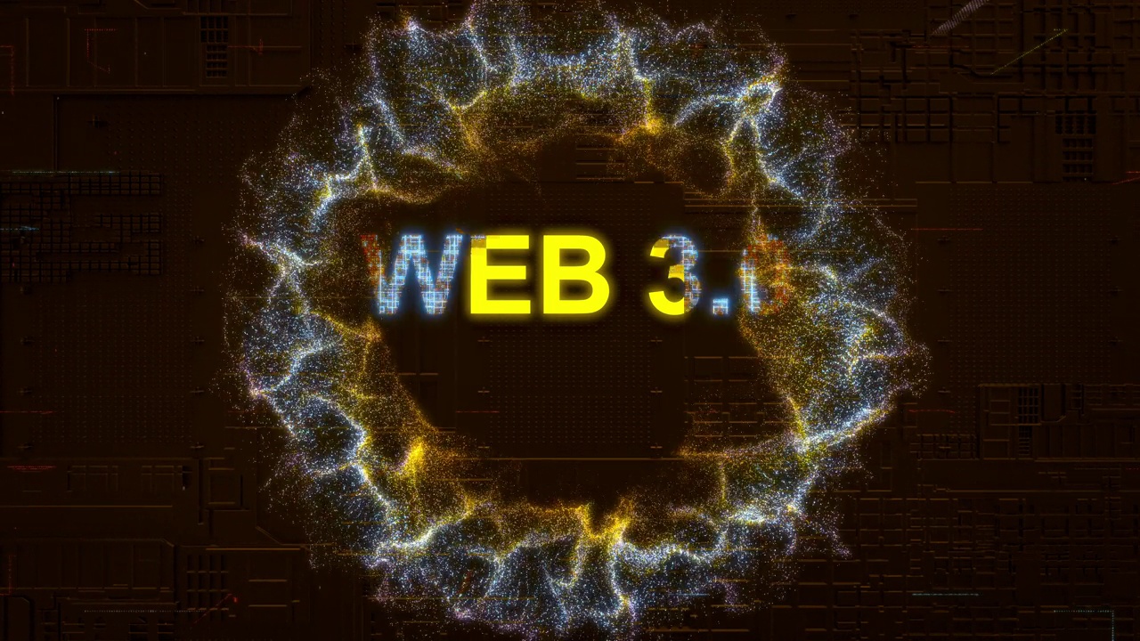 WEB 3.0文字图标数字代码技术背景股票视频
人工智能，技术，数字生成的图像，图标，三维视频素材