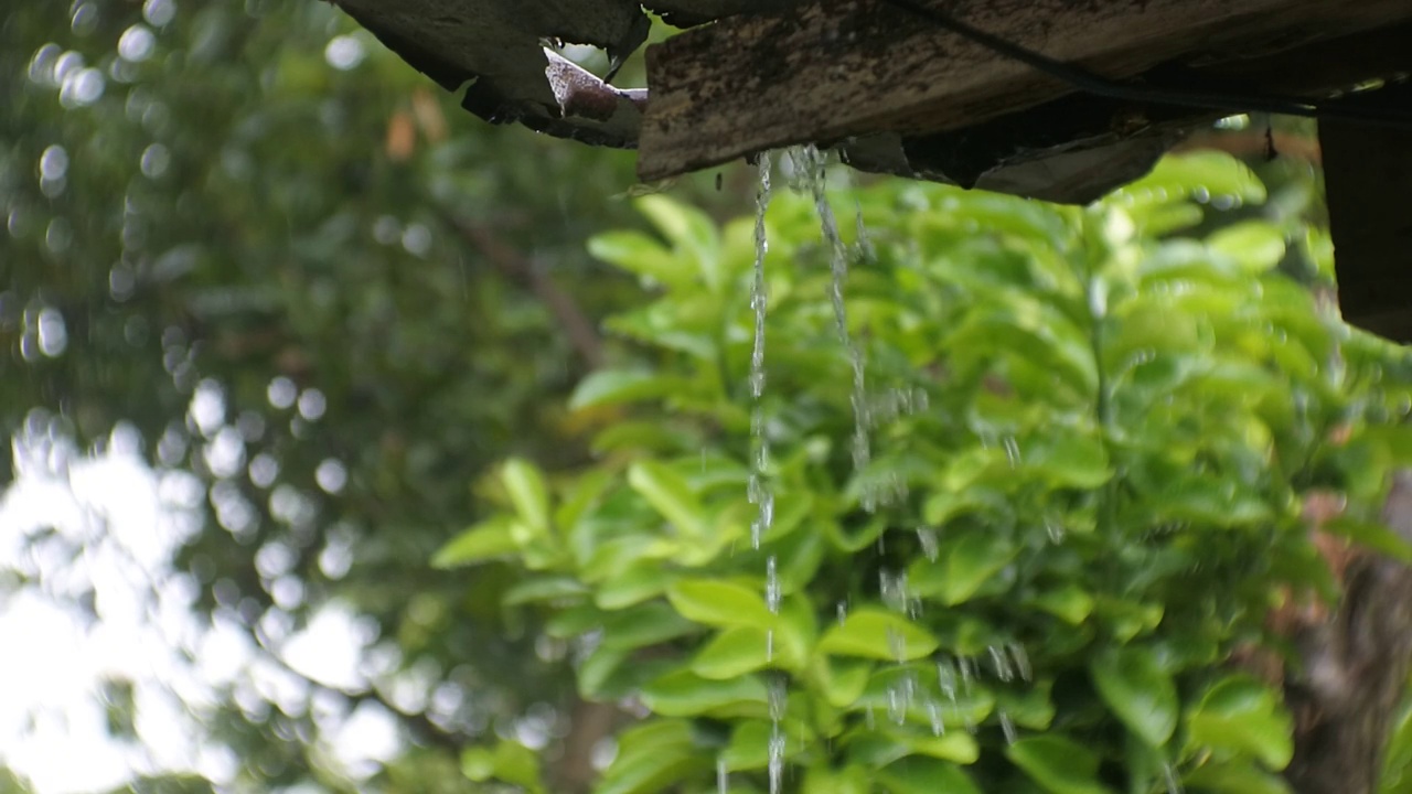 雨水从排水沟里倾泻出来视频素材