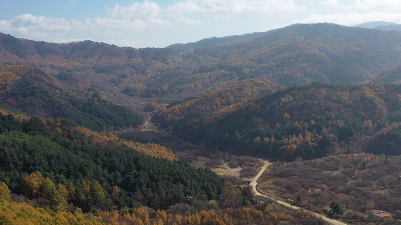 秋天的自然风景——秘密花园/江原道麟溪郡，韩国视频素材