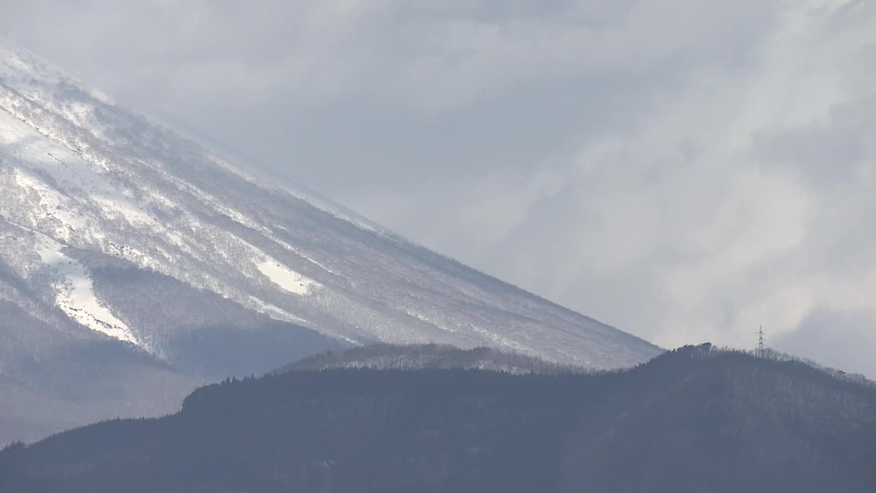 CU，积雪覆盖的岩手山，日本视频素材