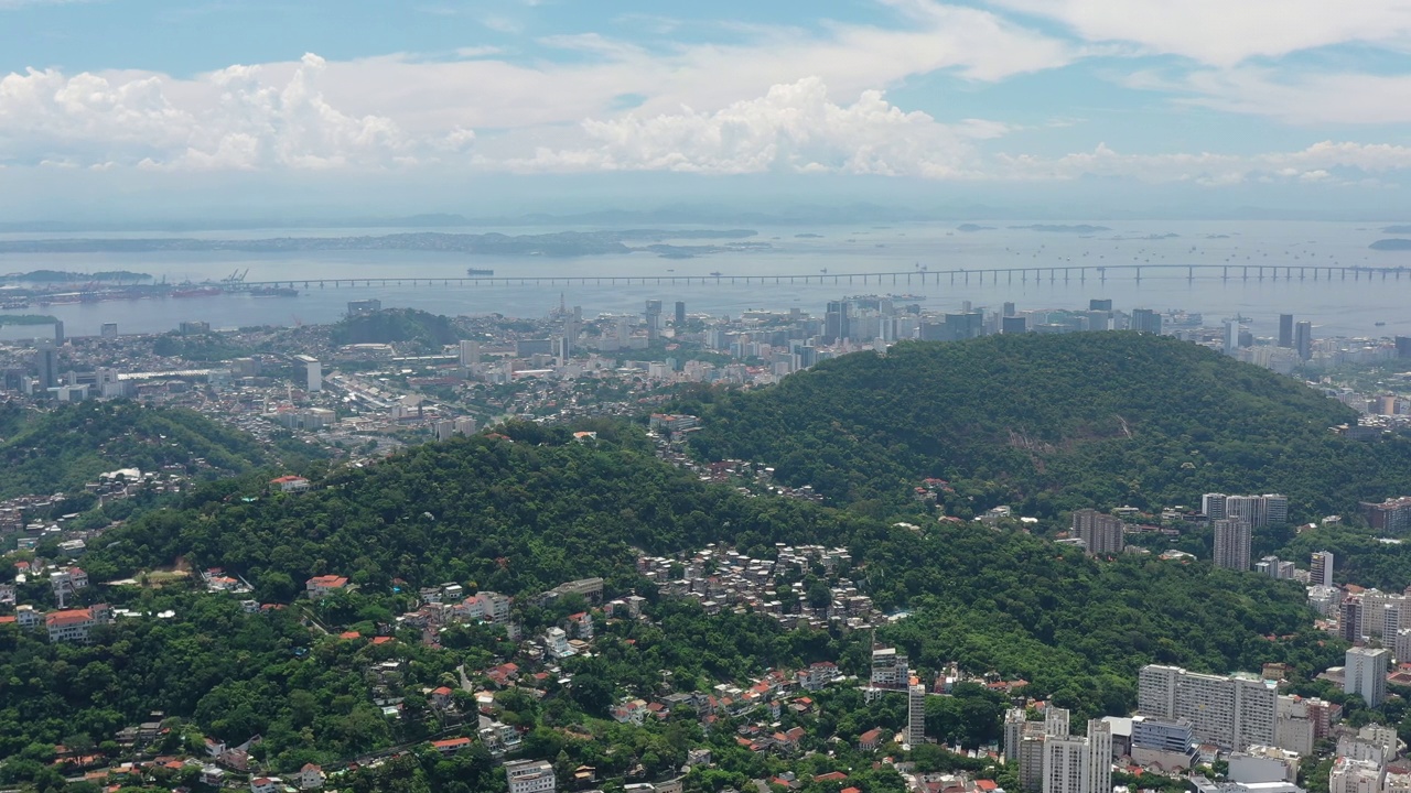 鸟瞰里约热内卢的城市景观，巴西著名的海滨城市-南美洲的景观视频素材