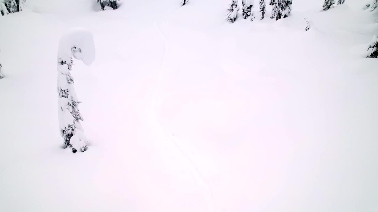 滑雪旅行的无人机镜头视频素材