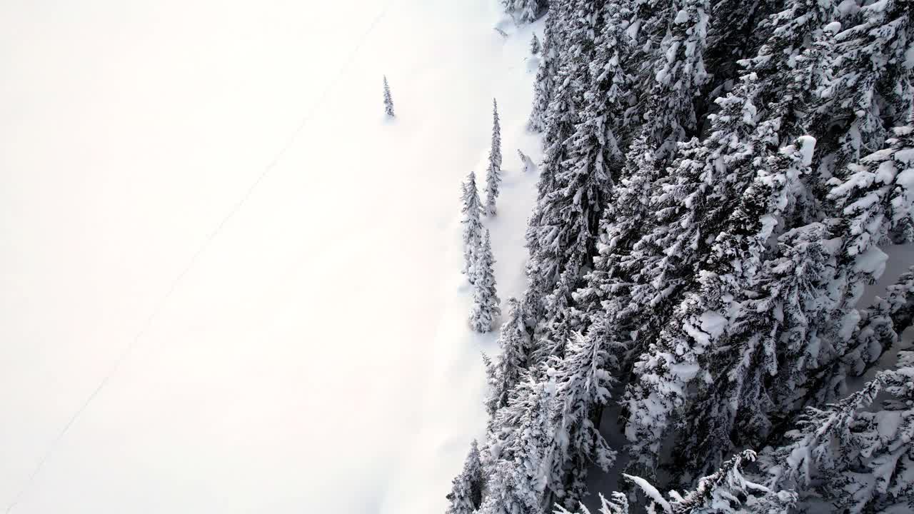 滑雪旅行的无人机镜头视频素材