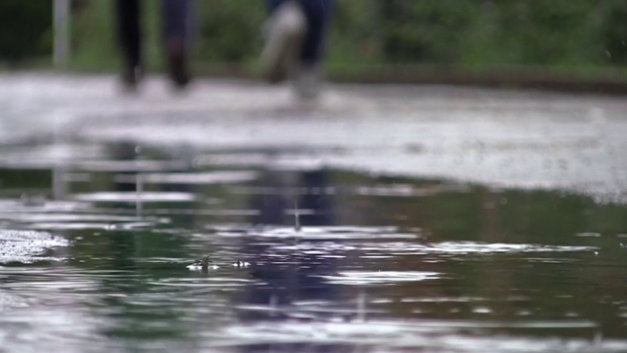 行人在雨中穿行视频素材