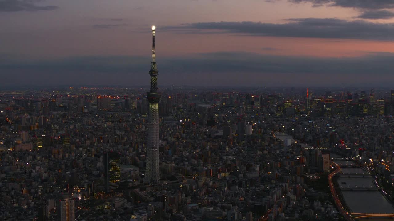 空中，环绕东京天空树，日本视频素材