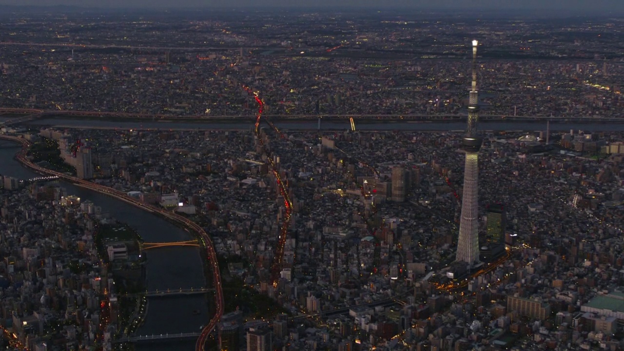 AERIAL，环绕东京天空树，日本视频素材