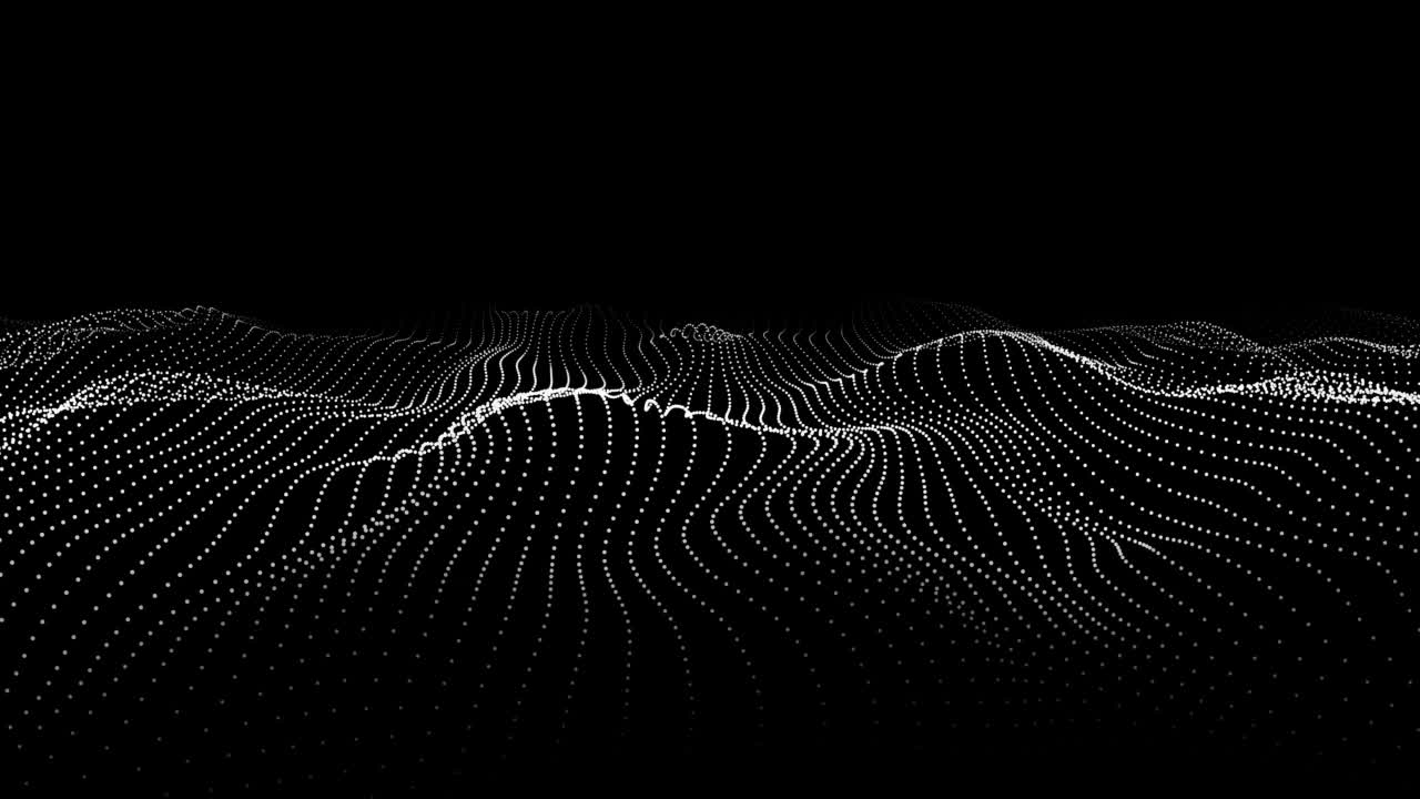 动态波在一个抽象的黑色背景。未来点照片。3 d渲染。无缝循环。视频下载