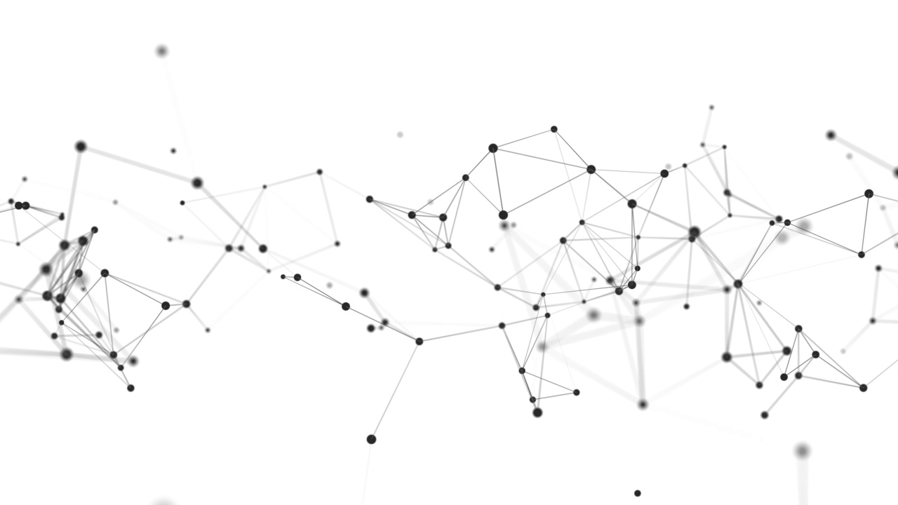 黑线和黑点在空白区域的分布。数据网络连接的数字化背景。3 d渲染。无缝循环。视频下载