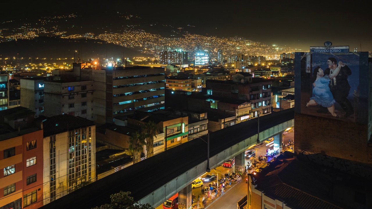 麦德林夜景，安蒂奥基亚省，哥伦比亚视频素材