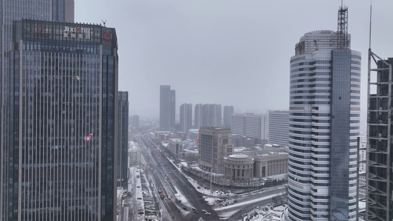 城市在雪视频素材