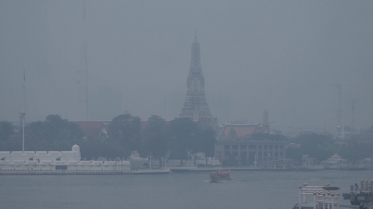 城市被混合的灰尘笼罩在空气污染中。大气细颗粒物(PM2.5)严重污染。视频素材