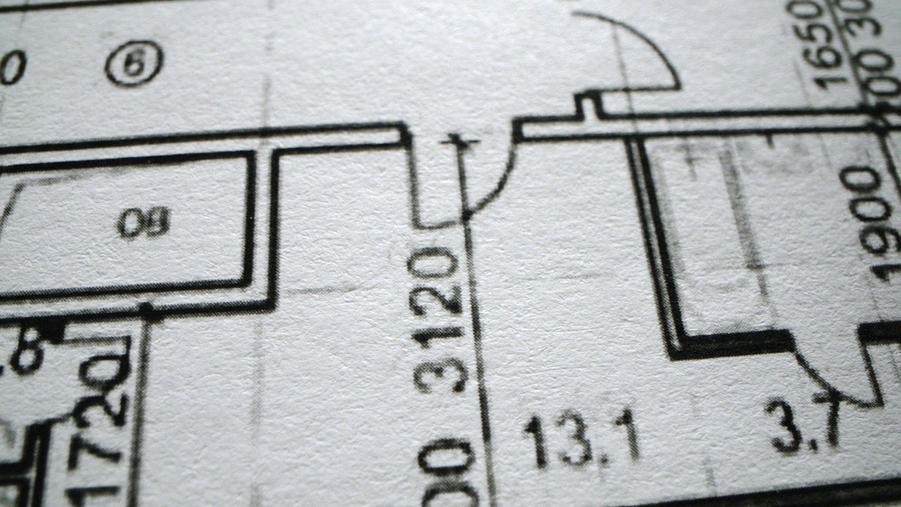 建筑平面图背景，建筑蓝图。视频素材