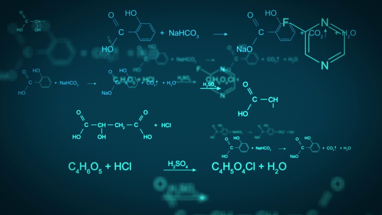 抽象的移动化学公式动画视频素材