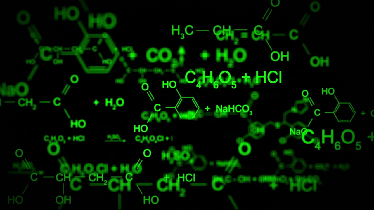 抽象的移动化学公式动画视频素材