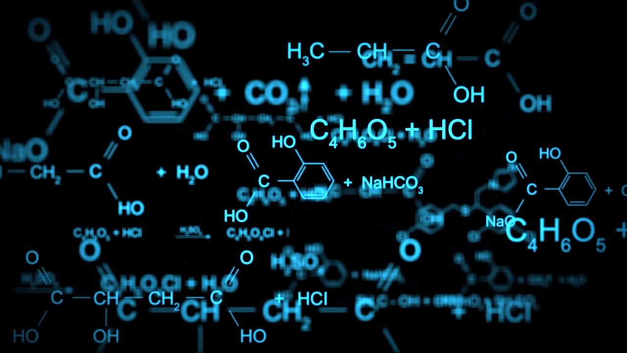 抽象的移动化学公式动画视频素材