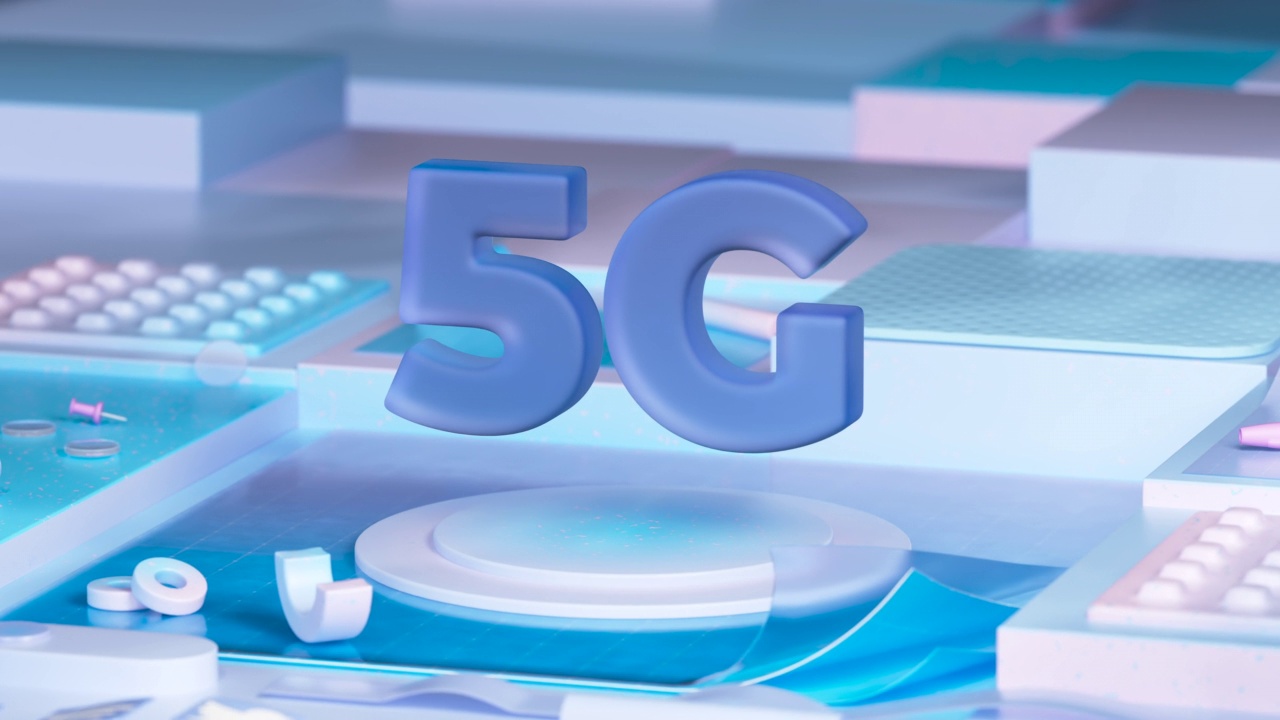 由字符和符号生成的单词“5G”的动画视频素材