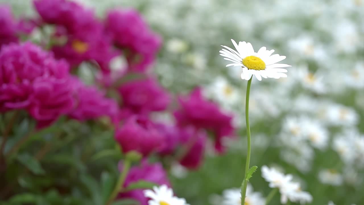 花圃中新鲜开白花植物视频素材