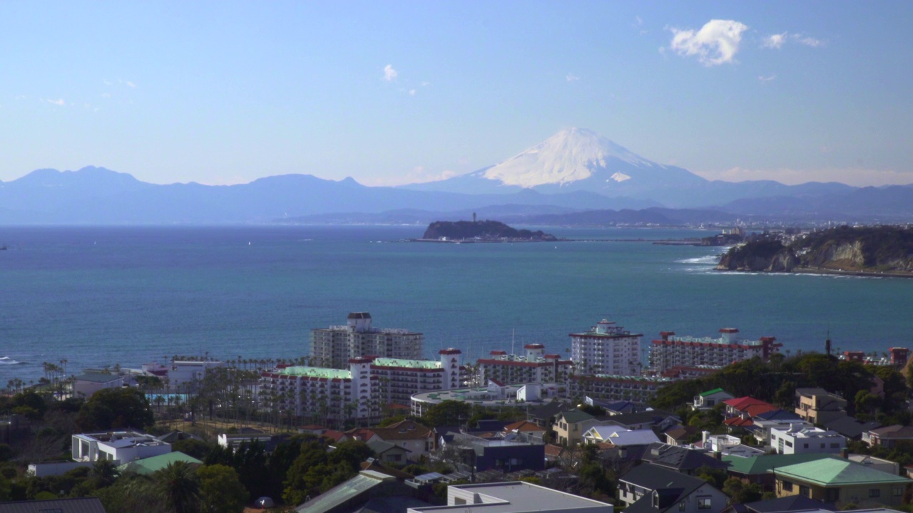 住宅区、长岛、富士山视频素材