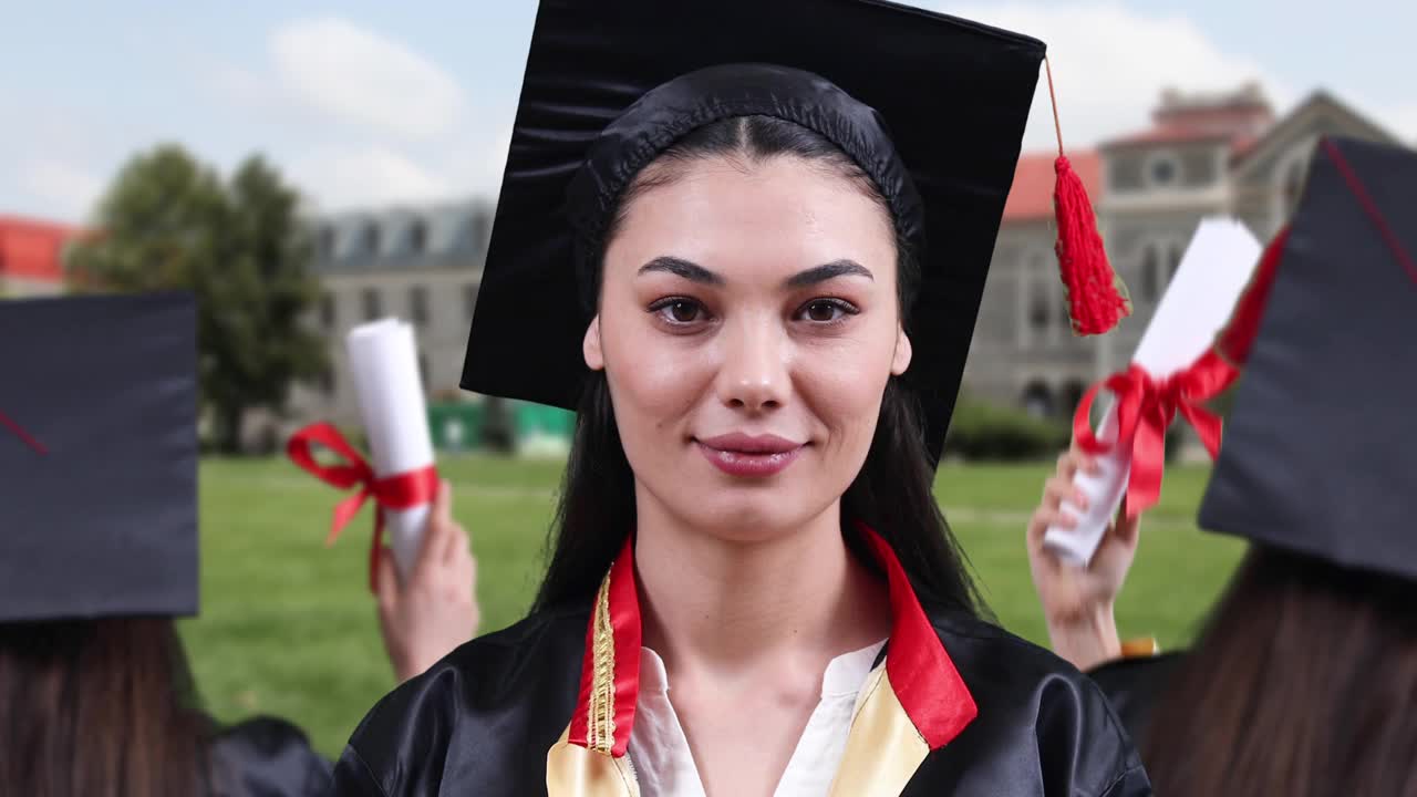 年轻女子大学毕业视频素材