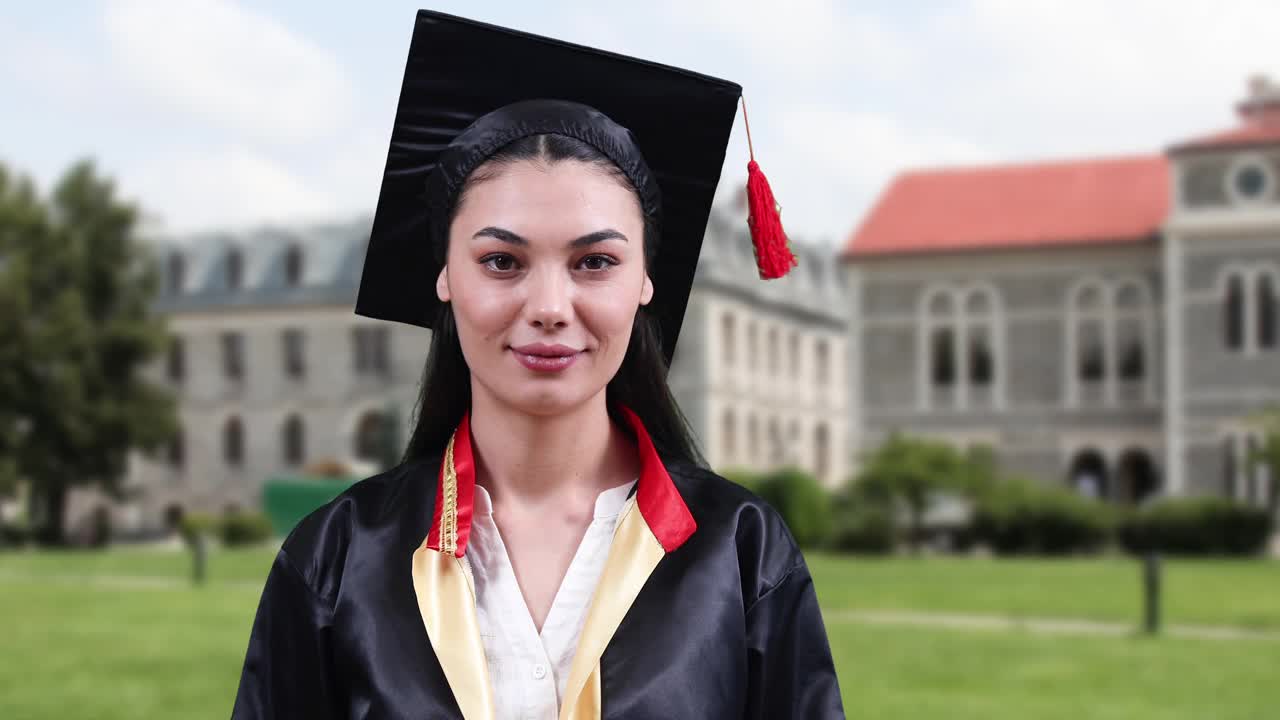 年轻女子大学毕业视频素材