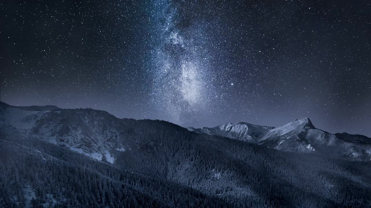 有银河和陨星的泰特拉山脉的时间间隔视频素材