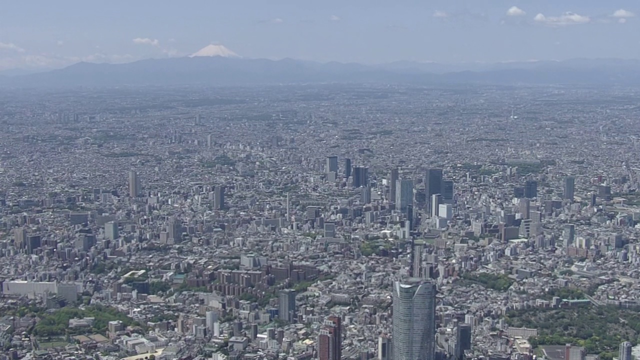 空中，富士山和东京天际线，日本视频素材