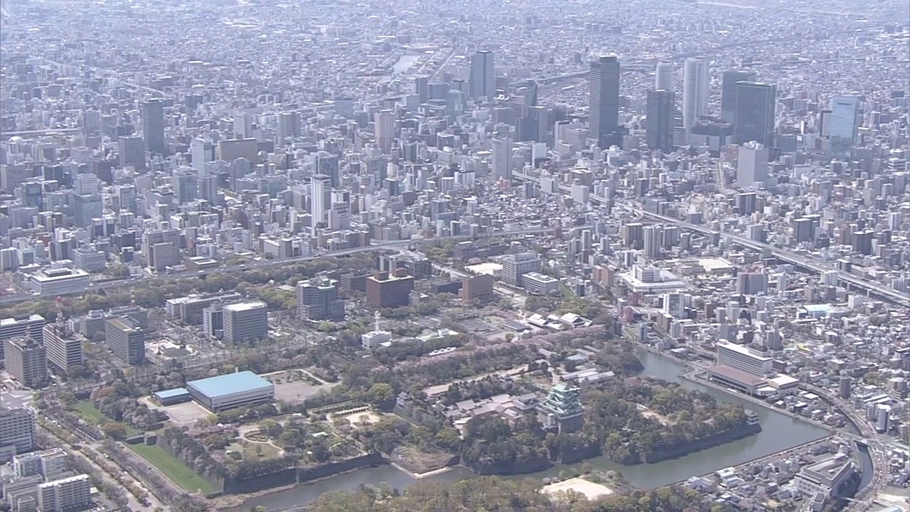 AERIAL，名古屋城堡，爱知县，日本视频素材