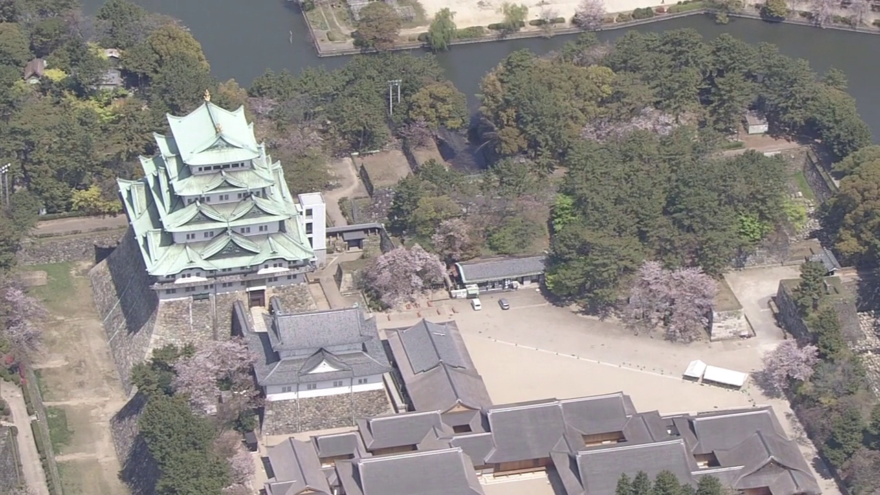 AERIAL，名古屋城堡，爱知县，日本视频素材