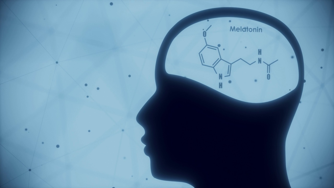 人脑褪黑激素化学分子式。连接的线与点背景视频素材