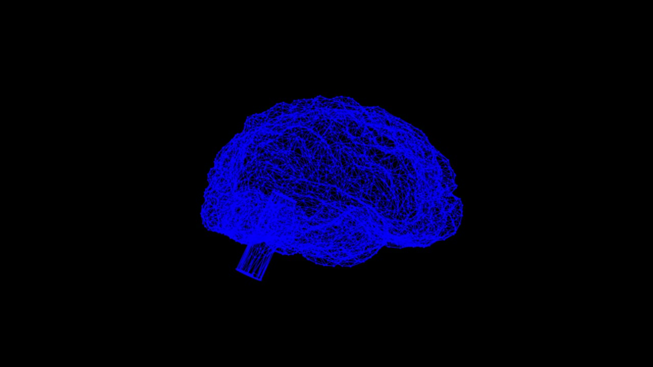 大脑的3d全息模型在空白的黑色背景上旋转以覆盖。医学与科技概念。视频素材