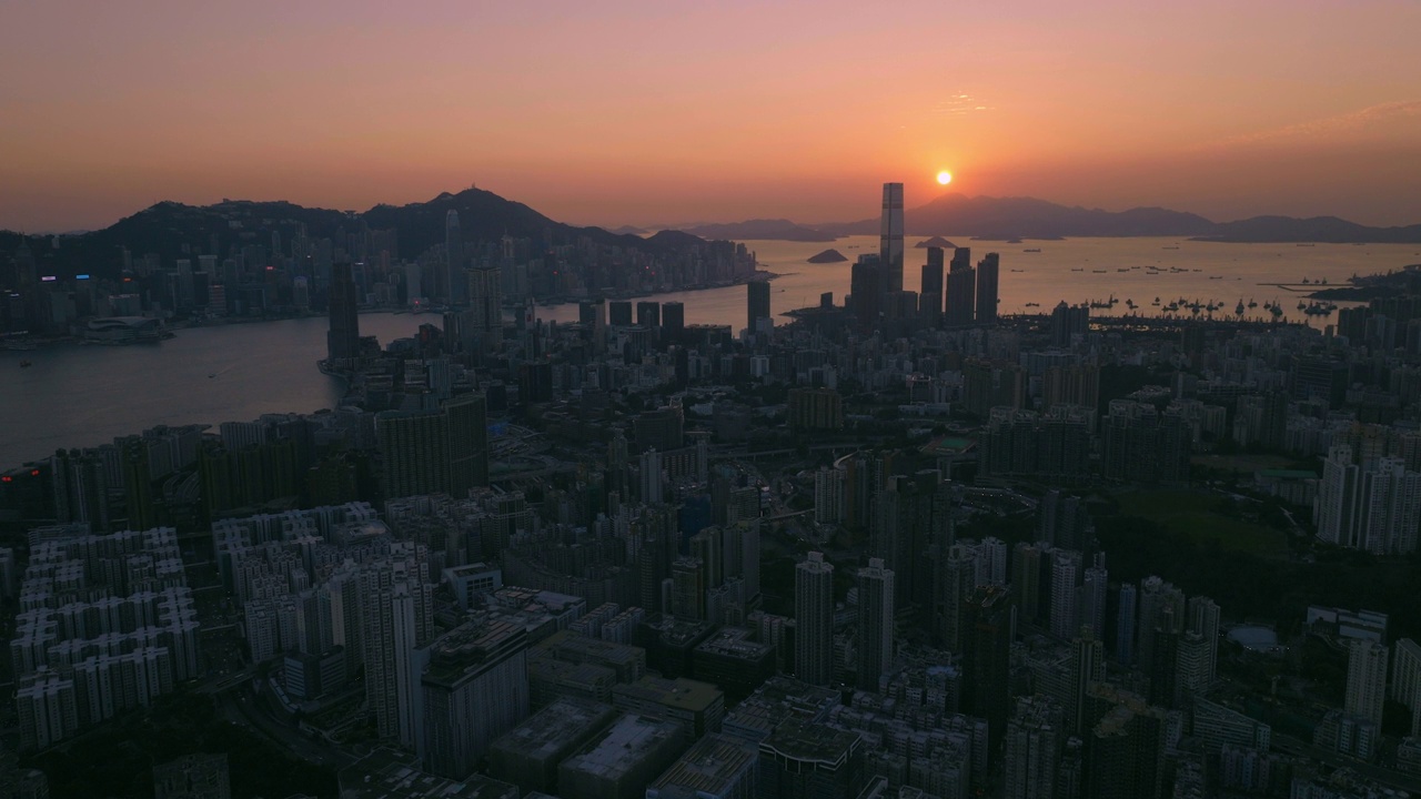 香港日落航拍视频下载