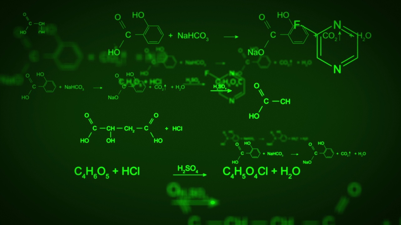 抽象的移动化学公式动画视频素材