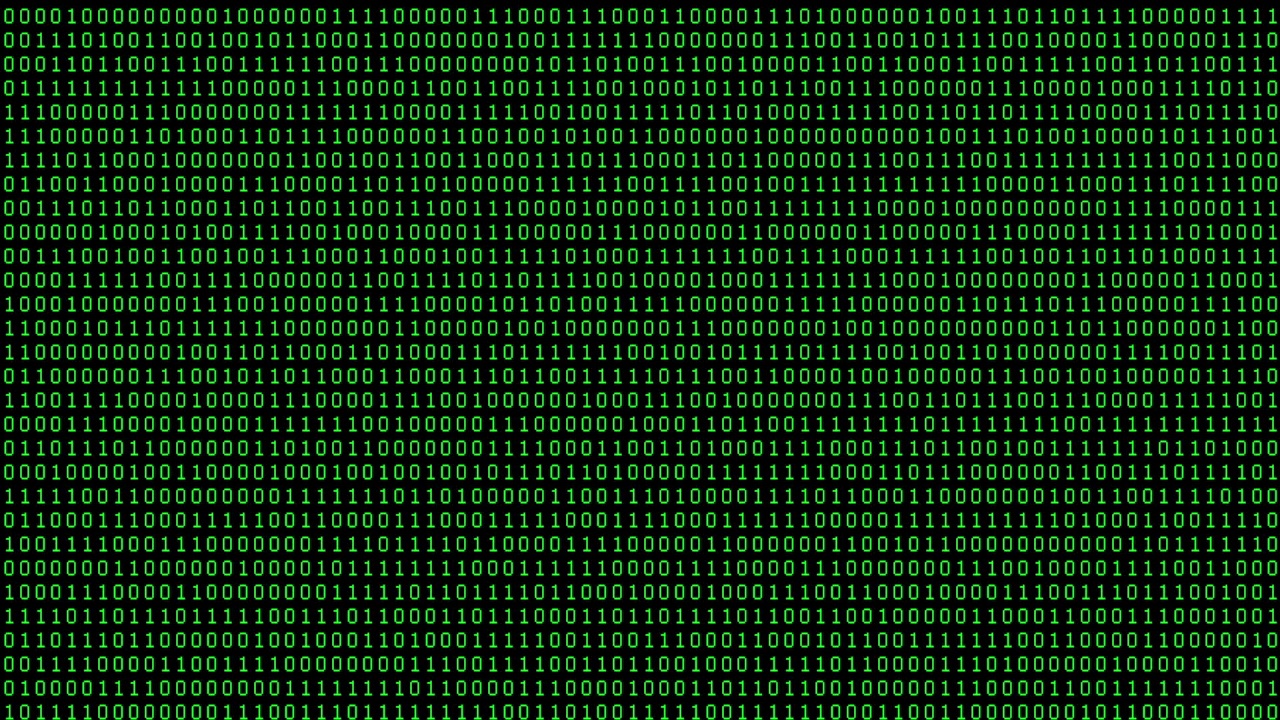 二进制代码绿色的数字在黑色动画中移动视频素材