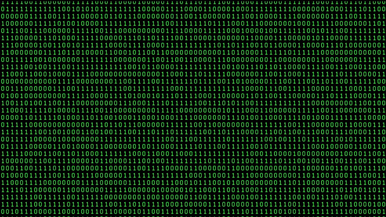 二进制代码绿色的数字在黑色动画中移动视频素材