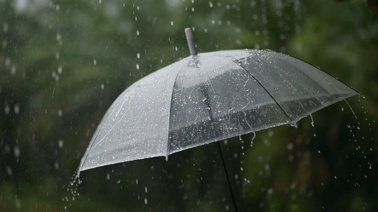 21、下雨了，在雨季里撑把伞视频素材